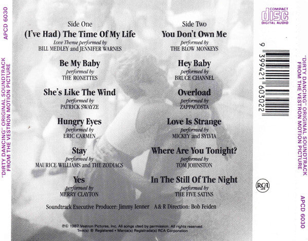 Various : Dirty Dancing (Original Soundtrack) (CD, Album, Comp, RE)