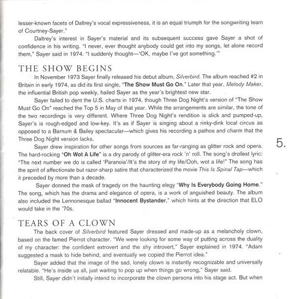 Leo Sayer : The Show Must Go On: The Anthology (2xCD, Comp)