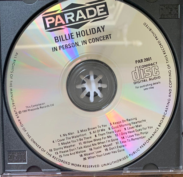Billie Holiday : In Person, In Concert (CD, Comp)
