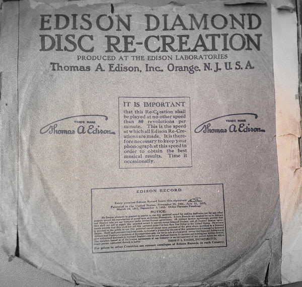 Sodero's Band / Edison Concert Band : The Stars And Stripes Forever March / Evening Chimes In The Mountains (Edison Disc, RP)