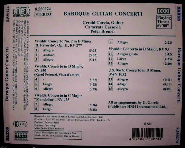 Antonio Vivaldi • Johann Sebastian Bach / Gerald Garcia / Camerata Cassovia / Peter Breiner : Baroque Guitar Concerti (CD)