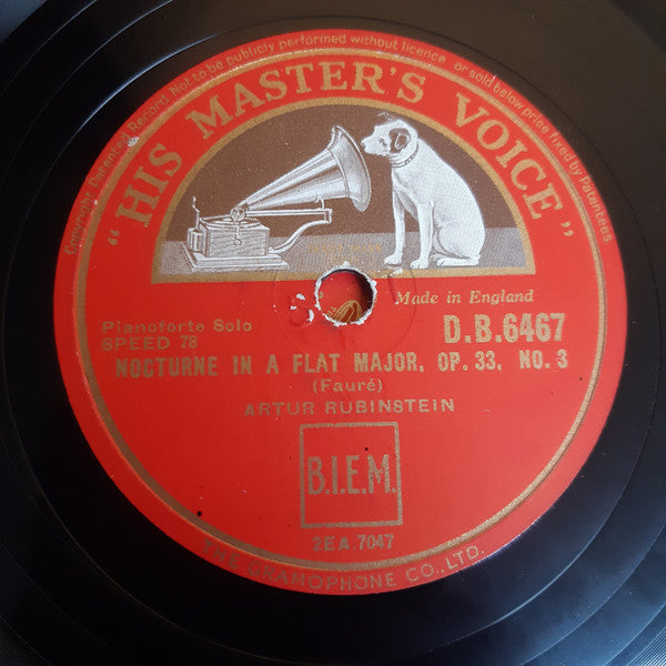 Artur Rubinstein* : Mouvements Perpétuels / Nocturne In A Flat Major, Op. 33, No. 3 (Shellac, 12")