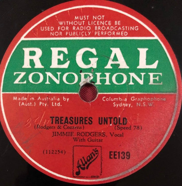 Jimmie Rodgers : My Little Old Home Town In New Orleans / Treasures Untold (Shellac, 10", Single)