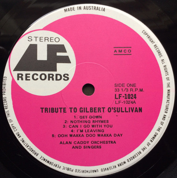 Alan Caddy Orchestra & Singers : Tribute To Gilbert O'Sullivan (LP)