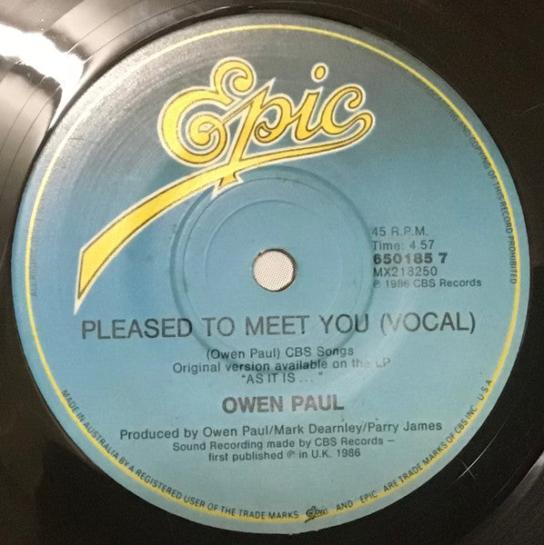 Owen Paul : One World (7", Single)