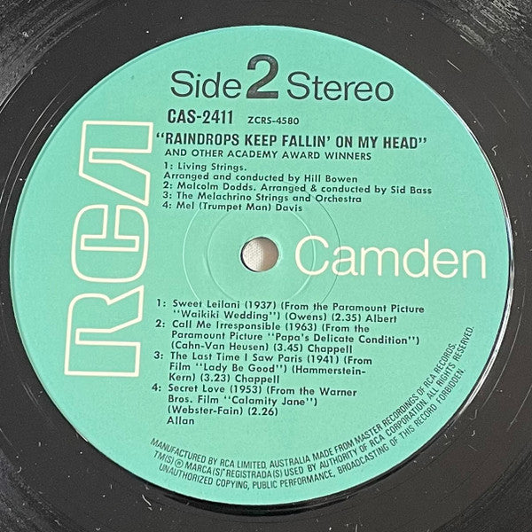 Living Strings And The Melachrino Strings And Orchestra And Various : Raindrops Keep Fallin' On My Head, And Other Academy Award Winners (LP)