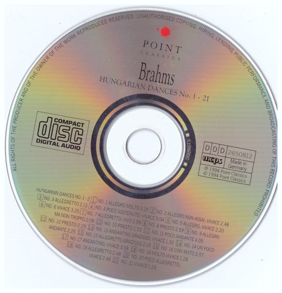 Brahms*, London Festival Orchestra (2), Cesare Cantieri : Hungarian Dances No. 1-21 (CD, Album, RE)
