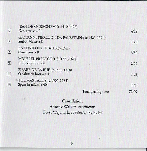 Cantillation, Antony Walker, Brett Weymark : Allegri Miserere - Sacred Music Of The Renaissance (CD, Album)
