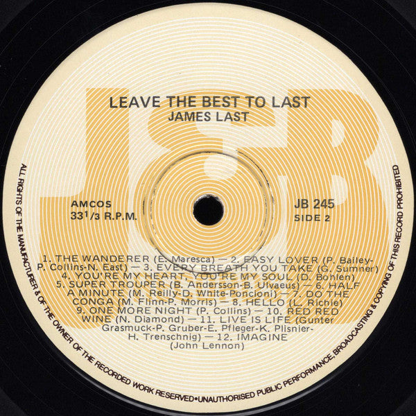 James Last : Leave The Best To Last (LP, Album)