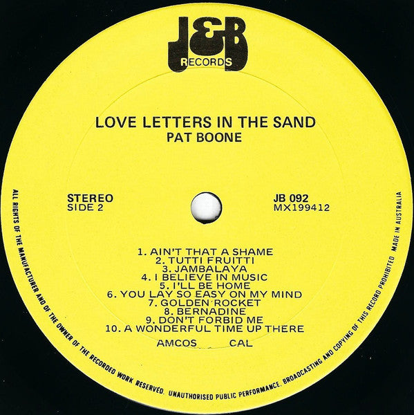 Pat Boone : Love Letters In The Sand (The Best Of Pat Boone) (LP, Comp)