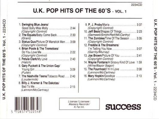 Various : U.K. Pop Hits Of The 60's. - Vol. 1 (CD, Comp)
