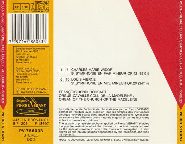 Widor* / Vierne*, François-Henri Houbart : 5e Symphonie / 2e Symphonie (CD)