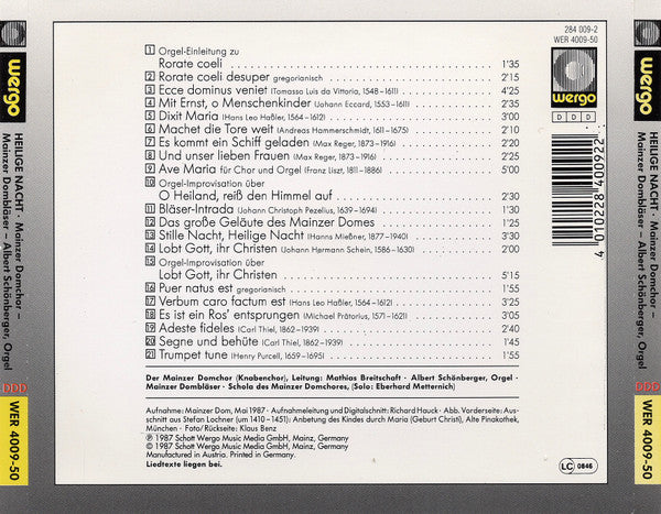 Mainzer Domchor, Mainzer Dombläser : Heilige Nacht (Advents- Und Weihnachtsmusik Aus Dem Hohen Dom Zu Mainz) (CD, Album, RE)