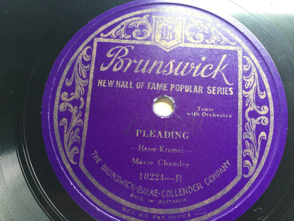 Mario Chamlee : E'en As The Flower / Pleading (Shellac, 10")