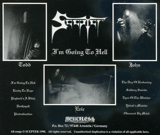 Scepter : I'm Going To Hell (CD, Album)