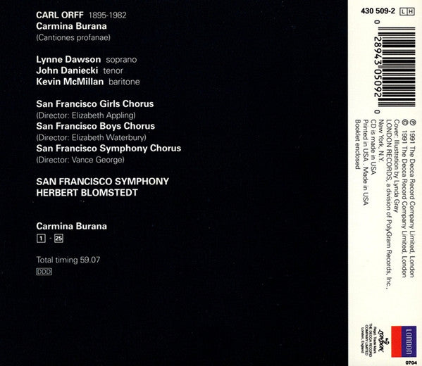 Orff* - San Francisco Symphony & Chorus* / Herbert Blomstedt : Carmina Burana (CD, Album)
