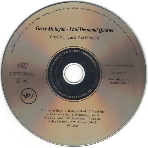 Gerry Mulligan • Paul Desmond Quartet* : Gerry Mulligan • Paul Desmond Quartet (CD, Album, RE, RM)