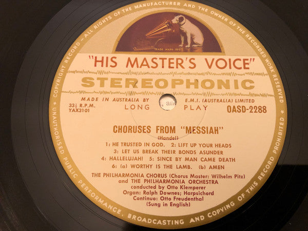 Georg Friedrich Händel, Philharmonia Chorus, Wilhelm Pitz, Philharmonia Orchestra, Otto Klemperer : Choruses From Messiah (LP, Album)