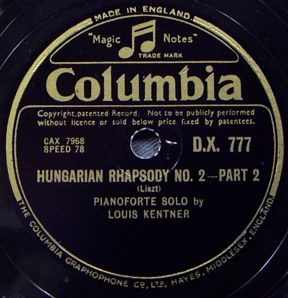 Louis Kentner : Hungarian Rhapsody No.2 (Shellac, 12")