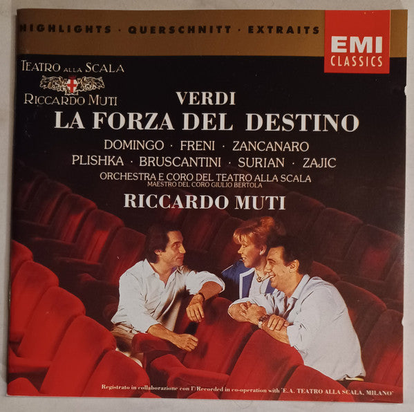 Verdi* - Domingo* · Freni* · Zancanaro* · Plishka* · Bruscantini* · Surian* · Zajic* · Orchestra* E Coro Del Teatro Alla Scala · Giulio Bertola · Riccardo Muti : La Forza Del Destino (Highlights) (CD, Album, RE)