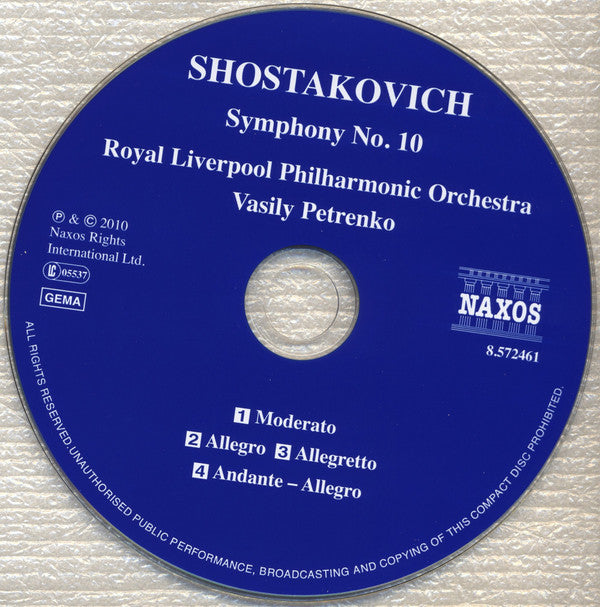 Dmitri Shostakovich - Royal Liverpool Philharmonic Orchestra / Vasily Petrenko : Symphony No. 10 (CD, Album)