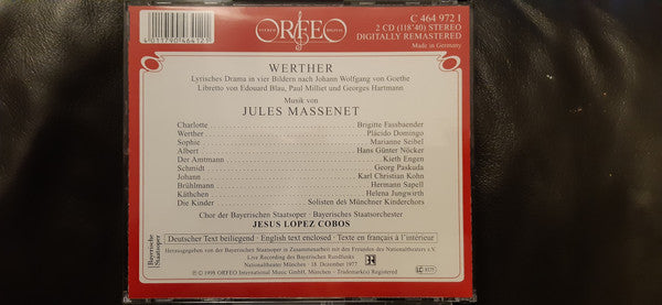 Massenet* - Placido Domingo · Brigitte Fassbaender · Jesus Lopez Cobos* : Werther (2xCD, Album, RM)