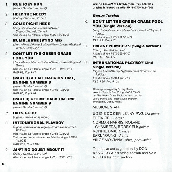 Wilson Pickett : In Philadelphia (CD, Album, RE, RM, RP)