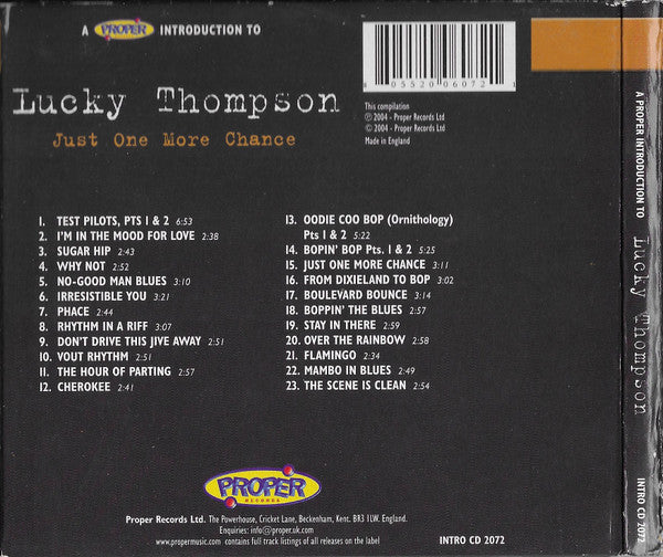 Lucky Thompson : Just One More Chance (CD, Comp)