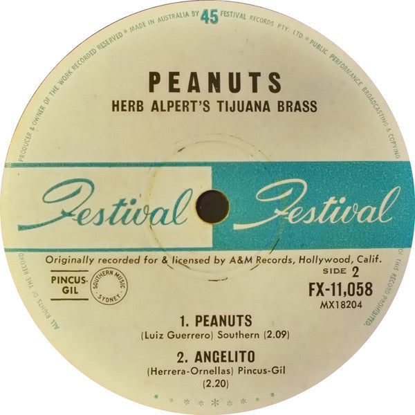 Herb Alpert & The Tijuana Brass : Peanuts (7", EP, Mono)