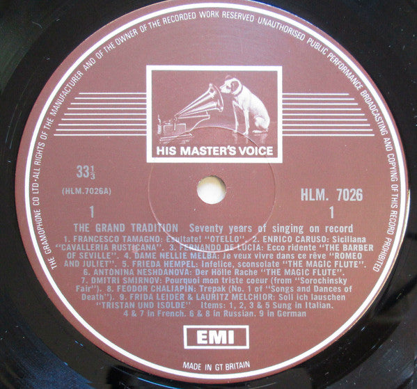 John Steane : The Grand Tradition - Seventy Years Of Singing On Record (LP, Comp)