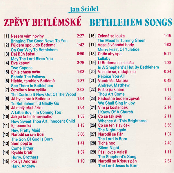 Jan Seidel - Kühnův Dětský Sbor, Pražské Dechové Kvinteto*, Jiří Chvála : Zpěvy Betlémské (Bethlehem Songs) (CD)