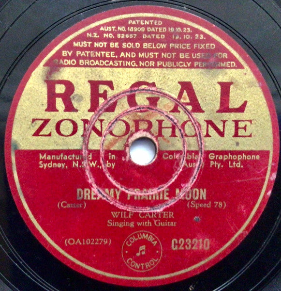 Wilf Carter : Round-Up Time In Heaven / Dreamy Prairie Moon (Shellac, 10")