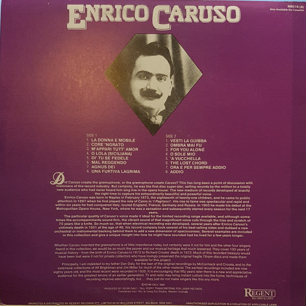 Enrico Caruso : The Great Tenors (LP, Comp, Mono)