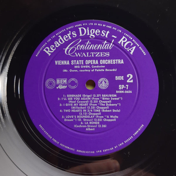 Orchester Der Wiener Staatsoper Conducted By Reg Owen : Continental Waltzes (LP, Mono)