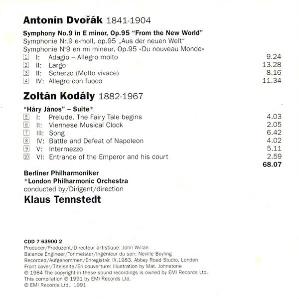Antonín Dvořák, Zoltán Kodály - Berliner Philharmoniker, London Philharmonic Orchestra, Klaus Tennstedt : Symphony No. 9 "From The New World" - Háry János - Suite (CD, Comp)