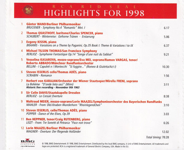 Various : Editor's Choice - September 1998 / RCA Red Seal Highlights For 1998 (2xCD, Comp)