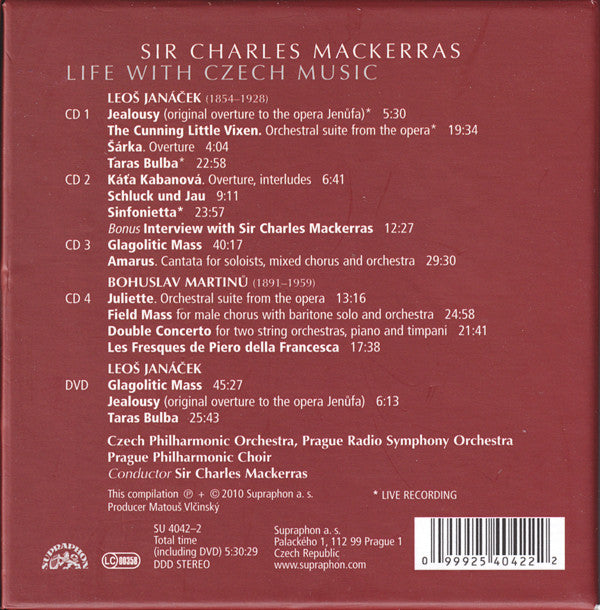 Sir Charles Mackerras, Janáček* / Martinů* : Life With Czech Music - Janáček / Martinů (4xCD, RE + DVD-V + Box, Comp)