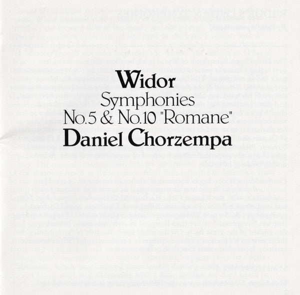 Widor* - Daniel Chorzempa : Symphonies No. 5 & No. 10 "Romane" (CD, Album)