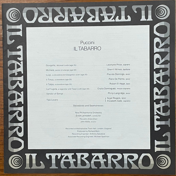 Puccini* - Leontyne Price • Placido Domingo • Sherrill Milnes : Il Tabarro (LP, Album)