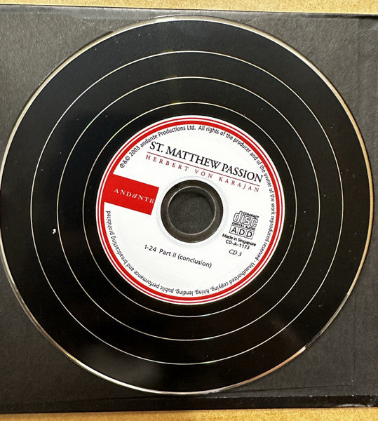 Johann Sebastian Bach, Herbert von Karajan, Vienna Symphony Orchestra*, Irmgard Seefried, Kathleen Ferrier, Walther Ludwig, Otto Edelmann, Paul Schöffler, Vienna Singverein* : St. Matthew Passion (3xCD, Album, Boo)