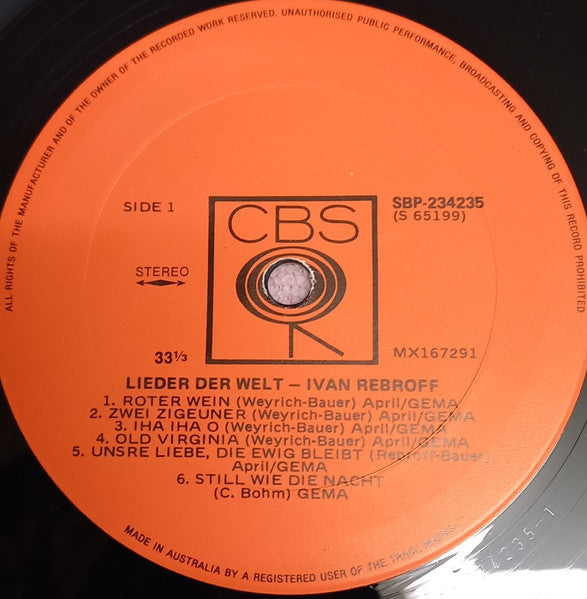 Ivan Rebroff : Lieder Der Welt (LP, Album)