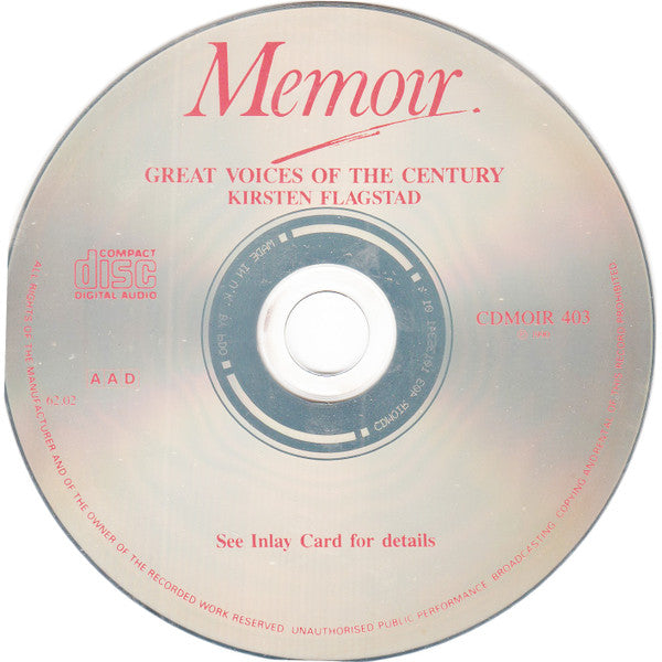 Kirsten Flagstad, Richard Wagner : Great Voices Of The Century (CD, Album, Comp, RM)