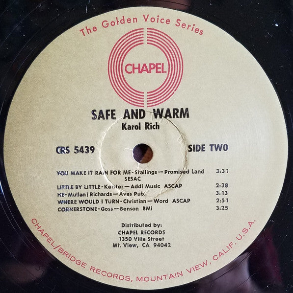 Karol Rich : Safe And Warm (LP, Album)