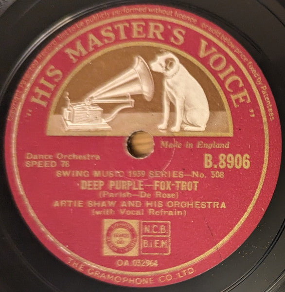 Artie Shaw And His Orchestra : Begin The Beguine / Deep Purple (Shellac, 10", RP, DT )