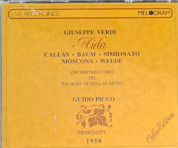 Verdi*, Maria Callas, Mario del Monaco, Dominguez*, Taddei*, Orquesta* Y Coro Del Palacio De Bellas Artes, Mexico City*, Oliviero De Fabritiis : Aida (2xCD, Album, RE)