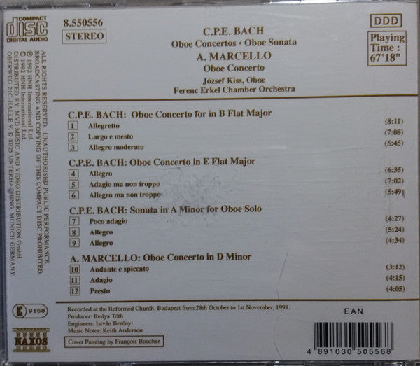 Carl Philipp Emanuel Bach, Alessandro Marcello, József Kiss, Ferenc Erkel Chamber Orchestra : Oboe Concertos (CD, Album)