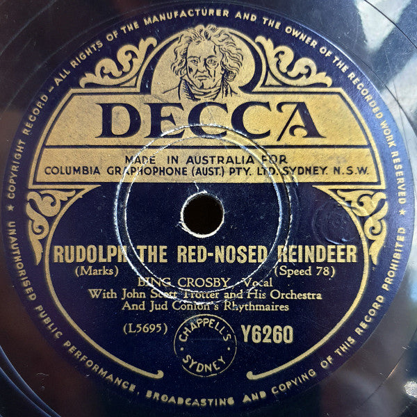 Bing Crosby : Teddy Bear's Picnic / Rudolph The Red-Nosed Reindeer (Shellac, 10", Mono)