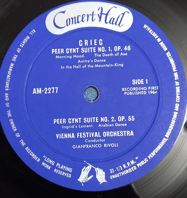 Edvard Grieg, Wiener Festspielorchester, Gianfranco Rivoli : Peer Gynt Suite No. 1, Op.46 / Peer Gynt Suite No. 2, Op.55 / Norwegian Dances Op. 35 (LP, Comp, Fli)