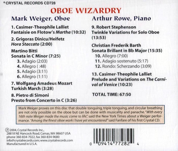 Mark Weiger : Oboe Wizardry (CD)