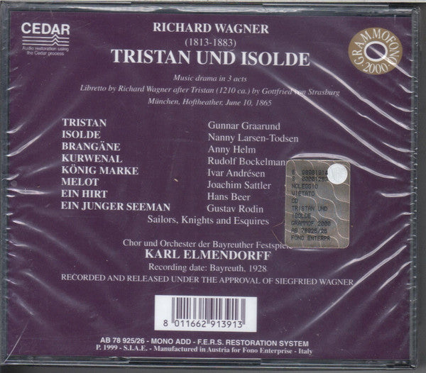 Karl Elmendorff, Gunnar Graarud, Nanny Larsen-Todsen, Anny Helm : The First Records Of The Bayreuth Wagner Festival, Vol. 2 (1928): Tristan Und Isolde (2xCD, Album)